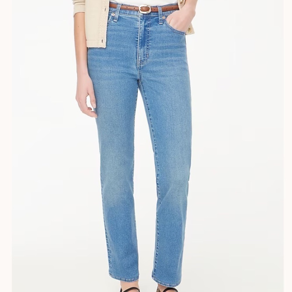 J crew deep lake wash Petite high-rise stovepipe jean in signature stretch+
